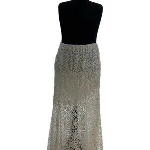 LANE BRYANT White Lacy Maxi Skirt